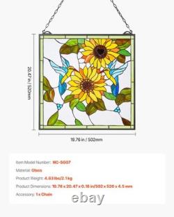 VEVOR Stained Glass Tiffany Style Hanging Window Panel with Chain 20 x 20 Inches