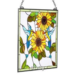 VEVOR Stained Glass Tiffany Style Hanging Window Panel with Chain 20 x 20 Inches