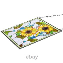 VEVOR Stained Glass Tiffany Style Hanging Window Panel with Chain 20 x 20 Inches