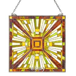 VEVOR Stained Glass Tiffany Style Hanging Window Panel with Chain 20 x 21 Inches