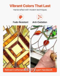 VEVOR Stained Glass Tiffany Style Hanging Window Panel with Chain 20 x 21 Inches