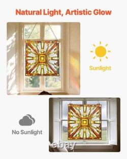 VEVOR Stained Glass Tiffany Style Hanging Window Panel with Chain 20 x 21 Inches