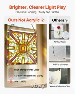 VEVOR Stained Glass Tiffany Style Hanging Window Panel with Chain 20 x 21 Inches