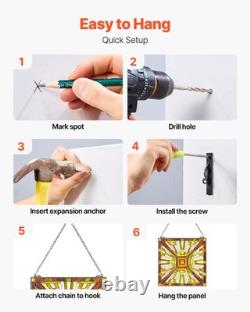 VEVOR Stained Glass Tiffany Style Hanging Window Panel with Chain 20 x 21 Inches