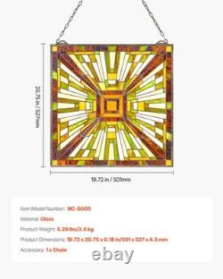 VEVOR Stained Glass Tiffany Style Hanging Window Panel with Chain 20 x 21 Inches