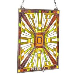 VEVOR Stained Glass Tiffany Style Hanging Window Panel with Chain 20 x 21 Inches
