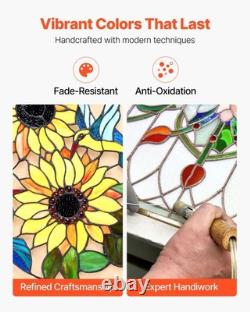 VEVOR Stained Glass Window Panel, 20 x 20 in, Tiffany Style Hanging Transom Window