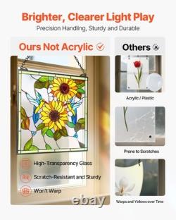 VEVOR Stained Glass Window Panel, 20 x 20 in, Tiffany Style Hanging Transom Window