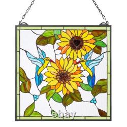 VEVOR Stained Glass Window Panel, 20 x 20 in, Tiffany Style Hanging Transom Window