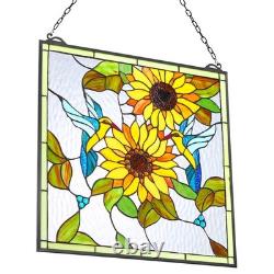 VEVOR Stained Glass Window Panel, 20 x 20 in, Tiffany Style Hanging Transom Window