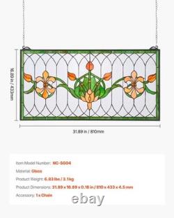 VEVOR Stained Glass Window Panel, 32 x 17 in, Tiffany 32 x 17 Multicolor