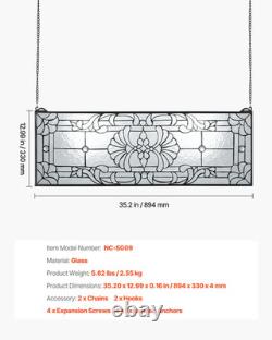 VEVOR Stained Glass Window Panel, 35.2 x 13 Tiffany Style Hanging Transom Wind