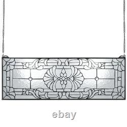 VEVOR Stained Glass Window Panel, 35.2 x 13 Tiffany Style Hanging Transom Wind