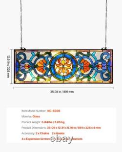 VEVOR Stained Glass Window Panel Tiffany Style Hanging Window Panel 35.1x12.9