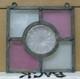 VICT. BULLSEYE OLD ENGLISH LEADED STAINED GLASS WINDOW Unframed w Hooks7.5 X7.5