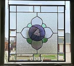 VICTORIAN Stained Glass Panel 16 3/8 16 1/2HMD-US Iridized purple &violet