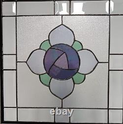 VICTORIAN Stained Glass Panel 16 3/8 16 1/2HMD-US Iridized purple &violet