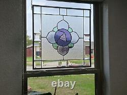 VICTORIAN Stained Glass Panel 16 3/8 16 1/2HMD-US Iridized purple &violet