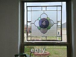 VICTORIAN Stained Glass Panel 16 3/8 16 1/2HMD-US Iridized purple &violet