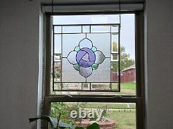 VICTORIAN Stained Glass Panel 16 3/8 16 1/2HMD-US Iridized purple &violet