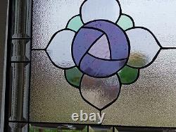 VICTORIAN Stained Glass Panel 16 3/8 16 1/2HMD-US Iridized purple &violet