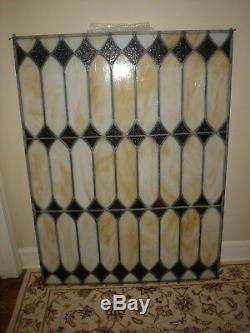 VINTAGE Custom Stained Glass Window Panel With Diamond Pattern 36 x 48 Excellent
