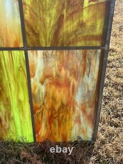 VINTAGE STAINED GLASS WINDOW PANEL 22 x 36 Stain Glass
