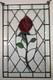 VTG 12 x 19 Hand Crafted Blooming Rosebud Stained Glass Hanging Window Panel