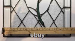 VTG 12 x 19 Hand Crafted Blooming Rosebud Stained Glass Hanging Window Panel