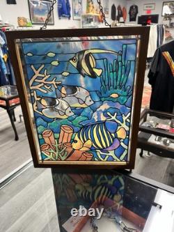 VTG 1997 12 x 15 Fish Under the Sea Handcrafted Stained Glass Window Panel