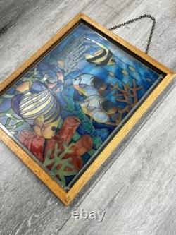 VTG 1997 12 x 15 Fish Under the Sea Handcrafted Stained Glass Window Panel