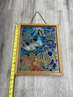 VTG 1997 12 x 15 Fish Under the Sea Handcrafted Stained Glass Window Panel