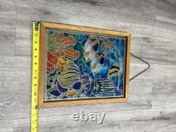 VTG 1997 12 x 15 Fish Under the Sea Handcrafted Stained Glass Window Panel