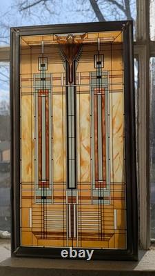 VTG FRANK LLOYD WRIGHT Oak Park Skylight STAINED GLASS Suncatcher Panel Art