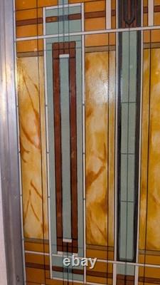 VTG FRANK LLOYD WRIGHT Oak Park Skylight STAINED GLASS Suncatcher Panel Art