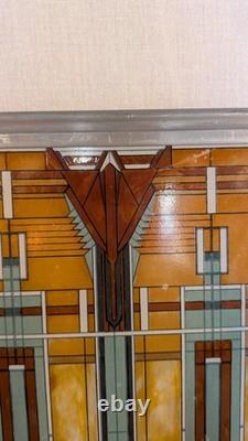 VTG FRANK LLOYD WRIGHT Oak Park Skylight STAINED GLASS Suncatcher Panel Art