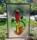 VTG Large 24 x 16 Stained Glass Parrot Window Panel Tropical Coastal Rainforest