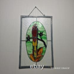 VTG Large 24 x 16 Stained Glass Parrot Window Panel Tropical Coastal Rainforest