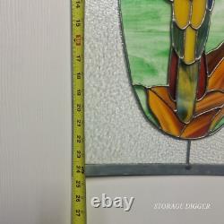 VTG Large 24 x 16 Stained Glass Parrot Window Panel Tropical Coastal Rainforest