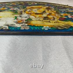 VTG Lion and Lamb Handpainted Stained Glass Panel Sun Catcher AMIA 17 x 10