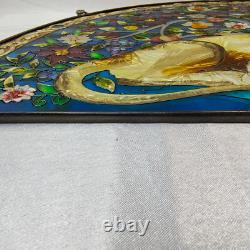VTG Lion and Lamb Handpainted Stained Glass Panel Sun Catcher AMIA 17 x 10
