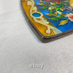 VTG Lion and Lamb Handpainted Stained Glass Panel Sun Catcher AMIA 17 x 10