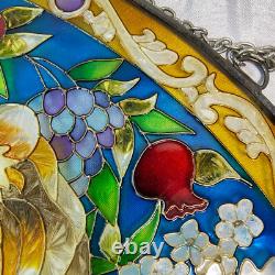 VTG Lion and Lamb Handpainted Stained Glass Panel Sun Catcher AMIA 17 x 10