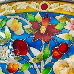 VTG Lion and Lamb Handpainted Stained Glass Panel Sun Catcher AMIA 17 x 10