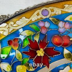 VTG Lion and Lamb Handpainted Stained Glass Panel Sun Catcher AMIA 17 x 10