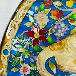VTG Lion and Lamb Handpainted Stained Glass Panel Sun Catcher AMIA 17 x 10