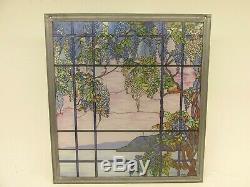 VTG MMA Tiffany Stained Glass Window Panel View of Oyster Bay Museum Modern Art