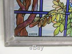 VTG MMA Tiffany Stained Glass Window Panel View of Oyster Bay Museum Modern Art