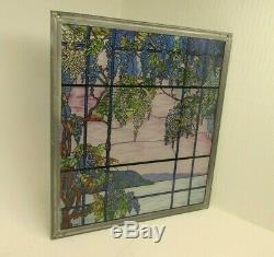 VTG MMA Tiffany Stained Glass Window Panel View of Oyster Bay Museum Modern Art