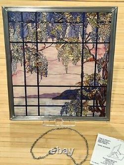 VTG MMA Tiffany View of Oyster Bay Stained Glass Panel 13x12 Stunning WithBox